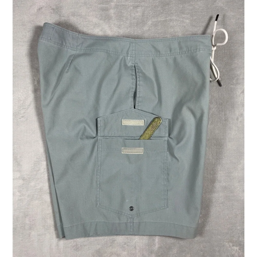 Abercrombie & Fitch Board Shorts Men's 31 Blue Gray Stretch Swim Trunks Surf